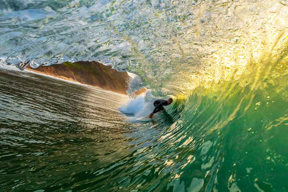 Surfing: Surfers will ride the waves wherever they break.